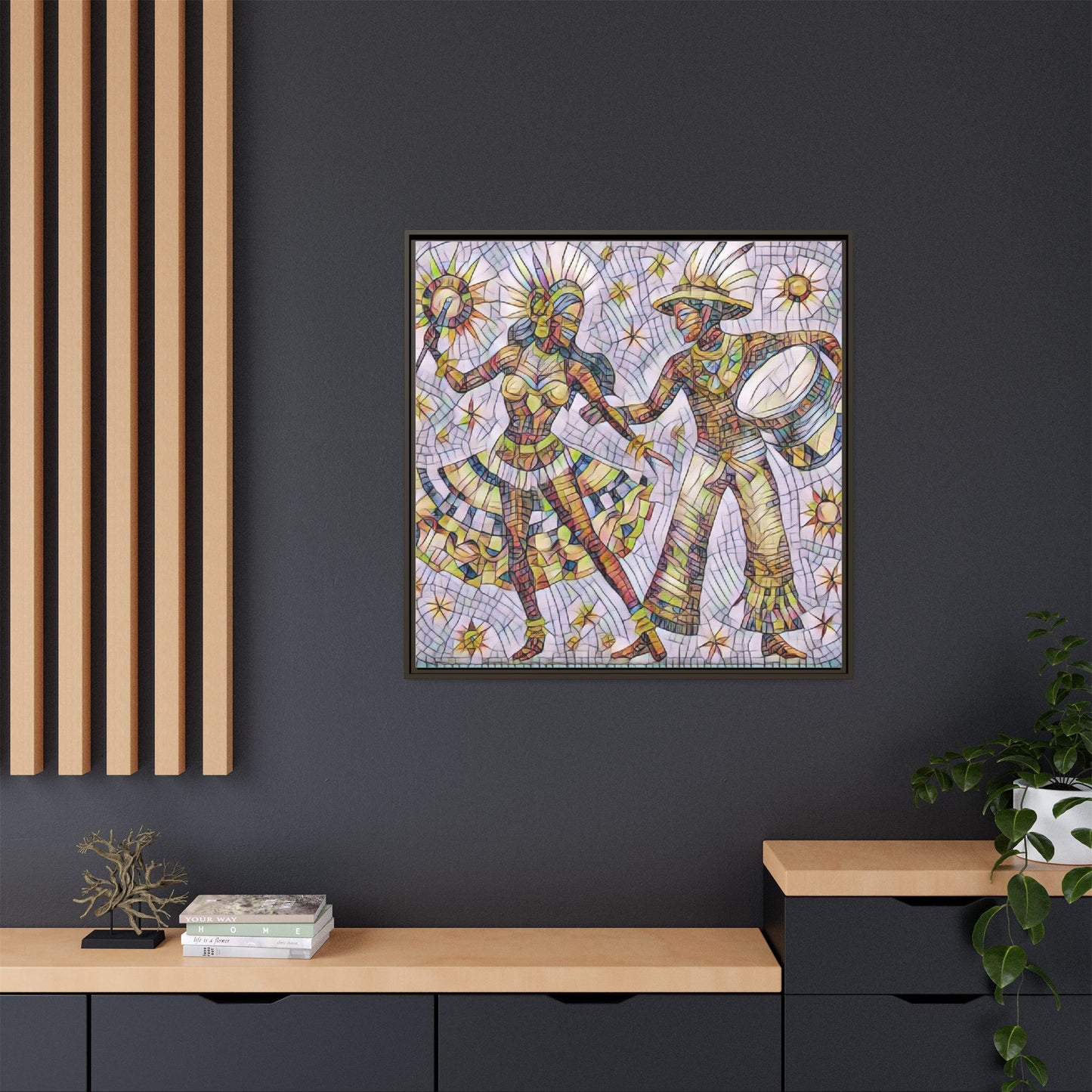 Carnival Dancers Framed Canvas Art – Colorful Samba Couple Print