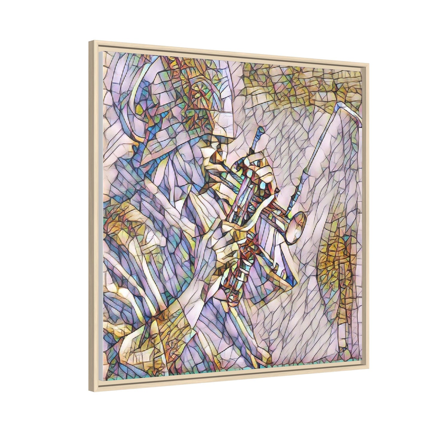Framed Abstract Trumpet Player Matte Canvas Art