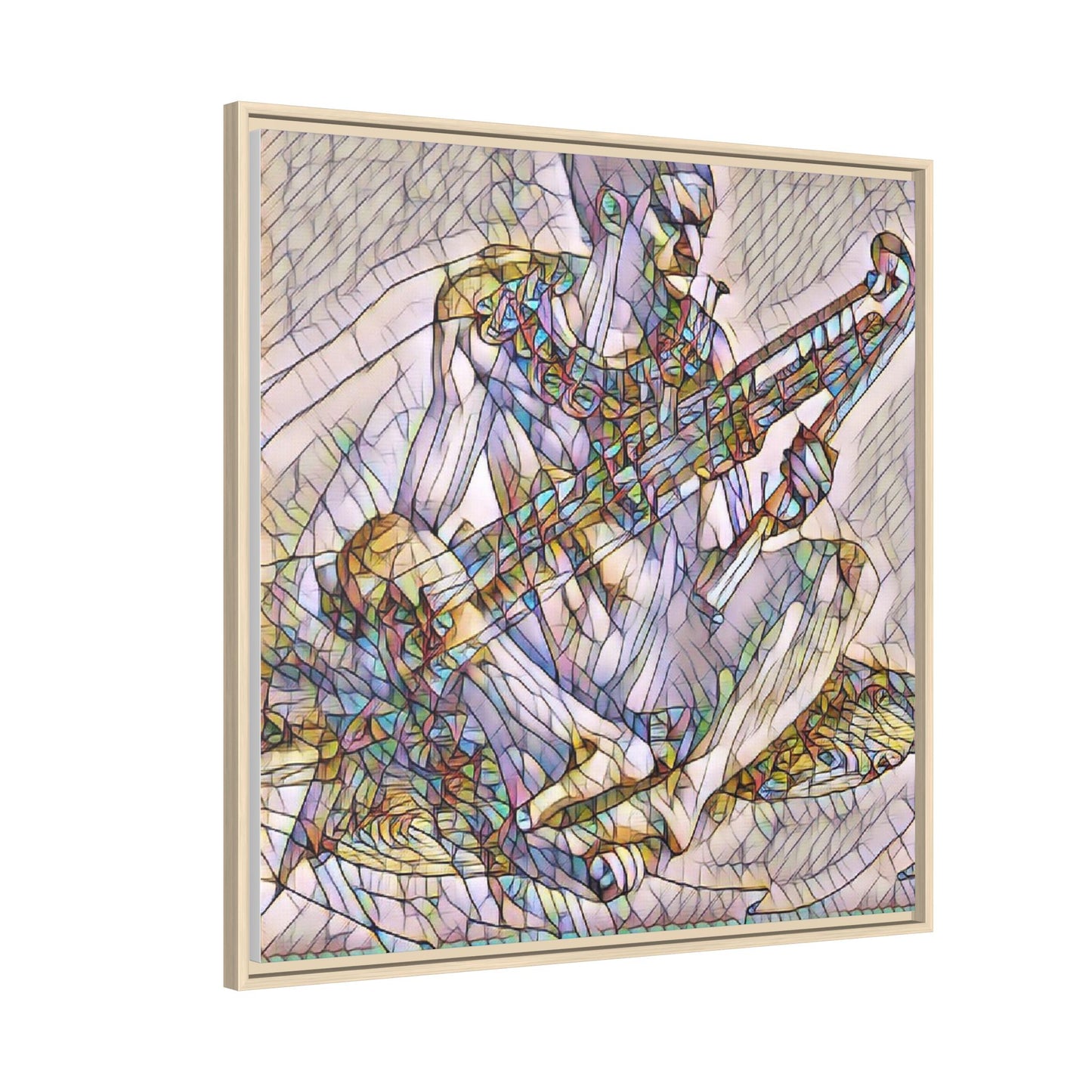 Framed Abstract Musician Canvas Art — Multicolor Modern Wall Decor