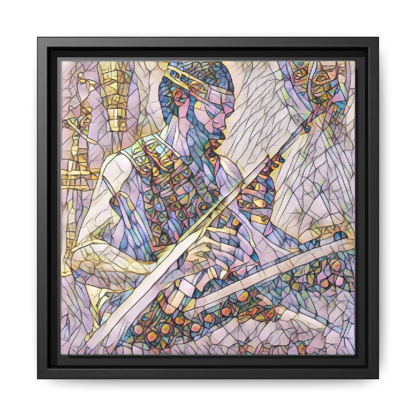 Framed Matte Canvas — Abstract Musician Stained-Glass Art Print