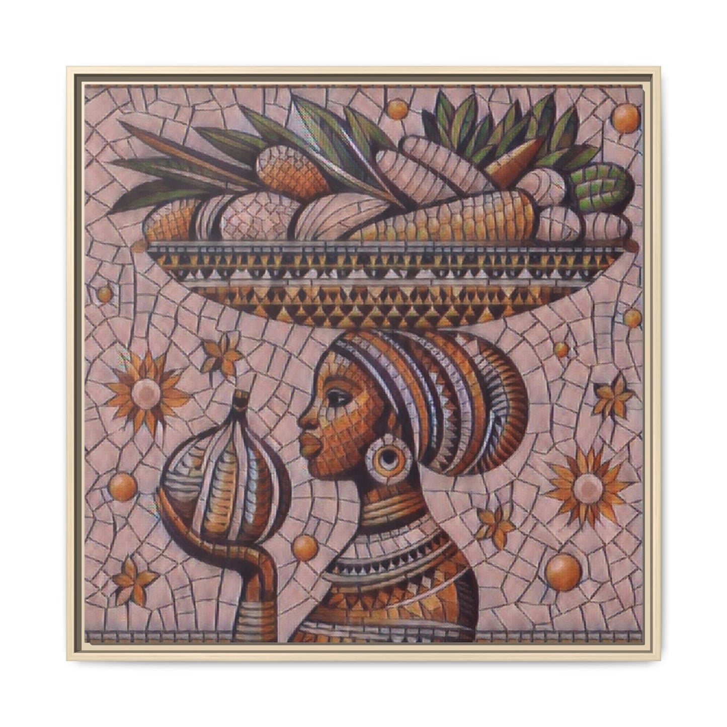Egyptian Mosaic Goddess Matte Framed Canvas Wall Art