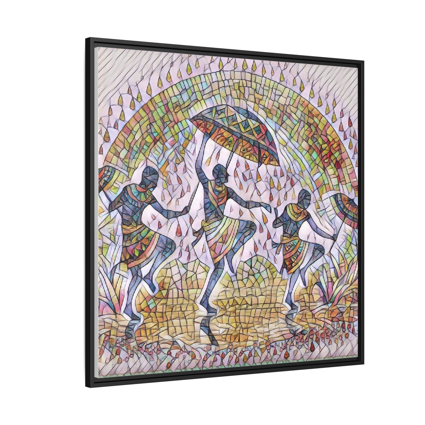 Framed Canvas Art — Colorful African Dance Mosaic