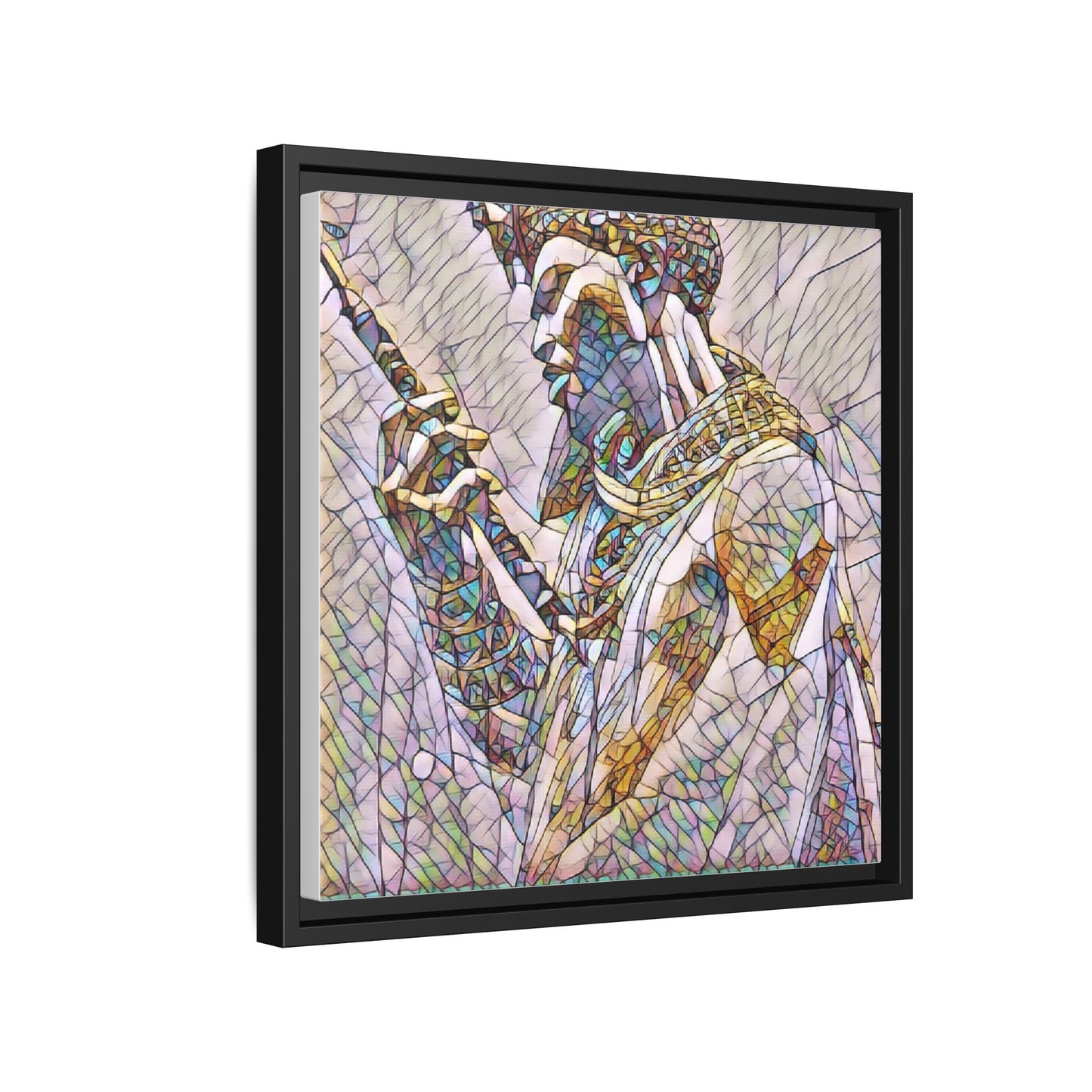Egyptian Pharaoh Stained Glass Art — Framed Matte Canvas