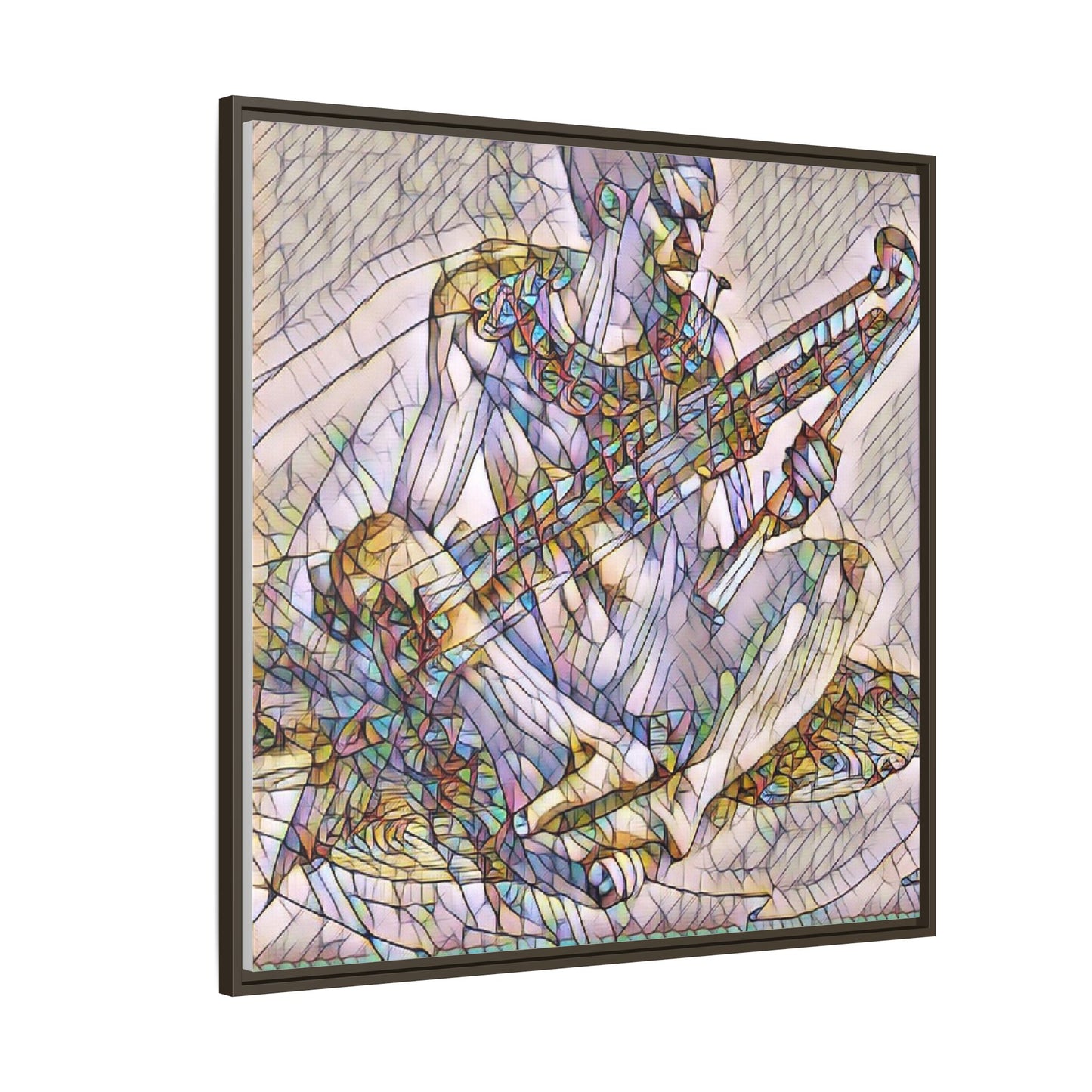 Framed Abstract Musician Canvas Art — Multicolor Modern Wall Decor