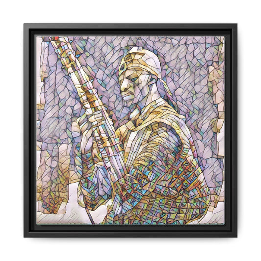 Framed Matte Canvas - Stained Glass Soldier Musician Art