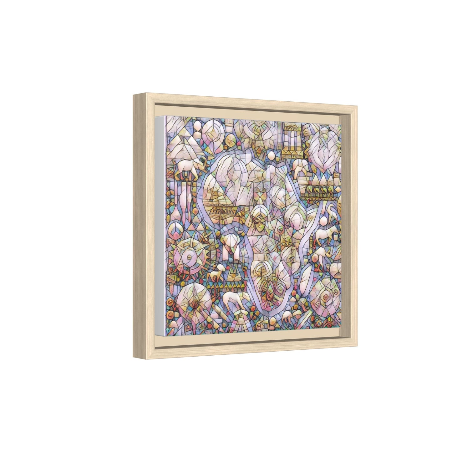 Abstract Stained-Glass Style Framed Canvas Print