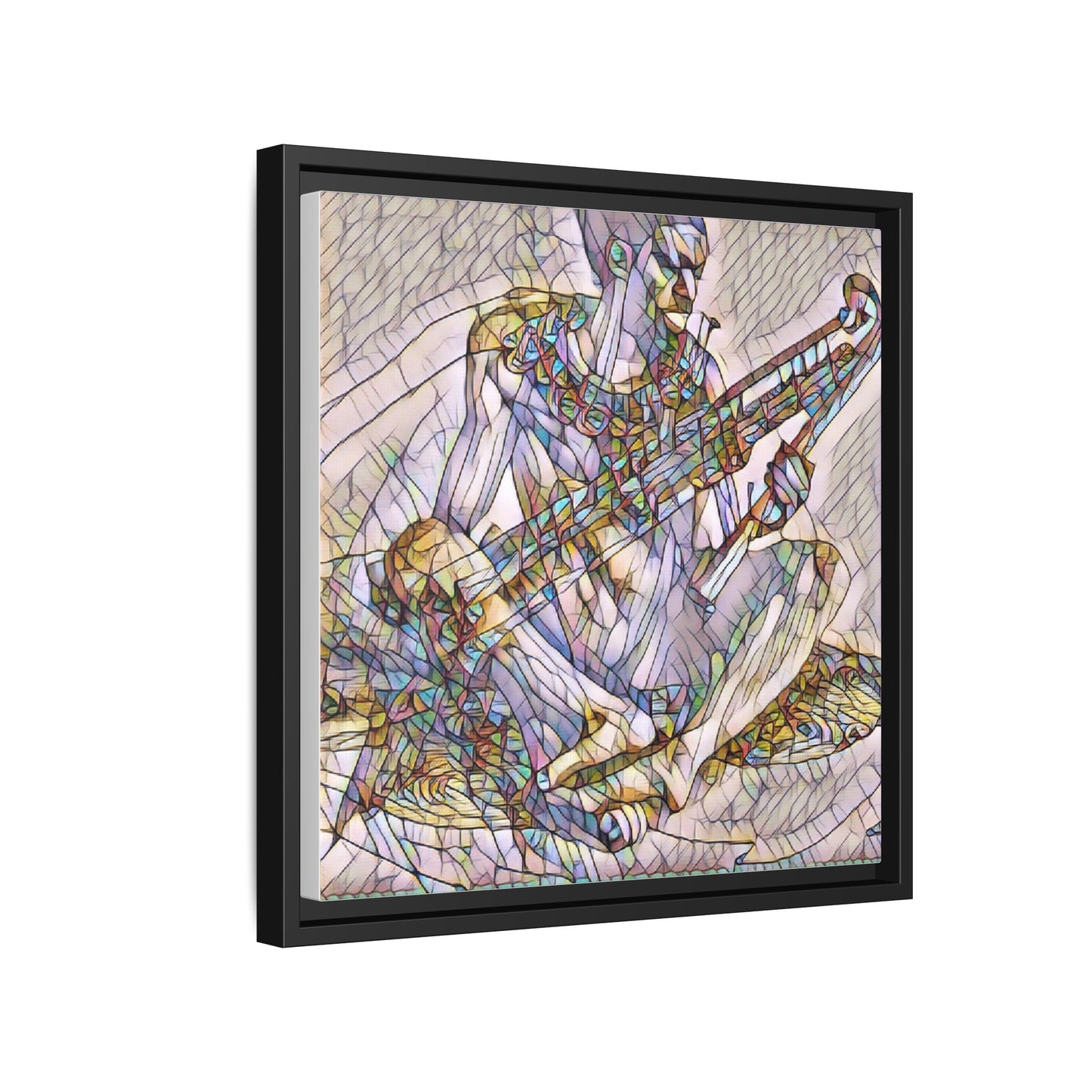 Framed Abstract Musician Canvas Art — Multicolor Modern Wall Decor