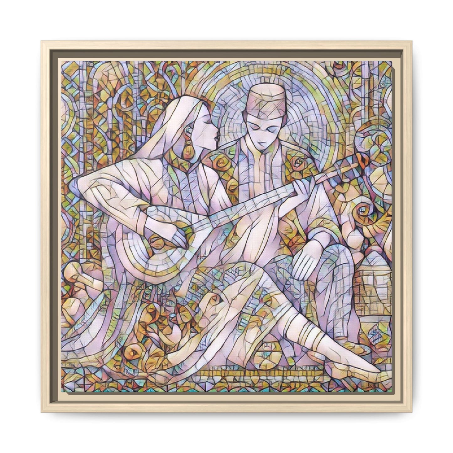 Love Song Serenade - Framed Canvas Wall Art | Guitar Player Romantic Print