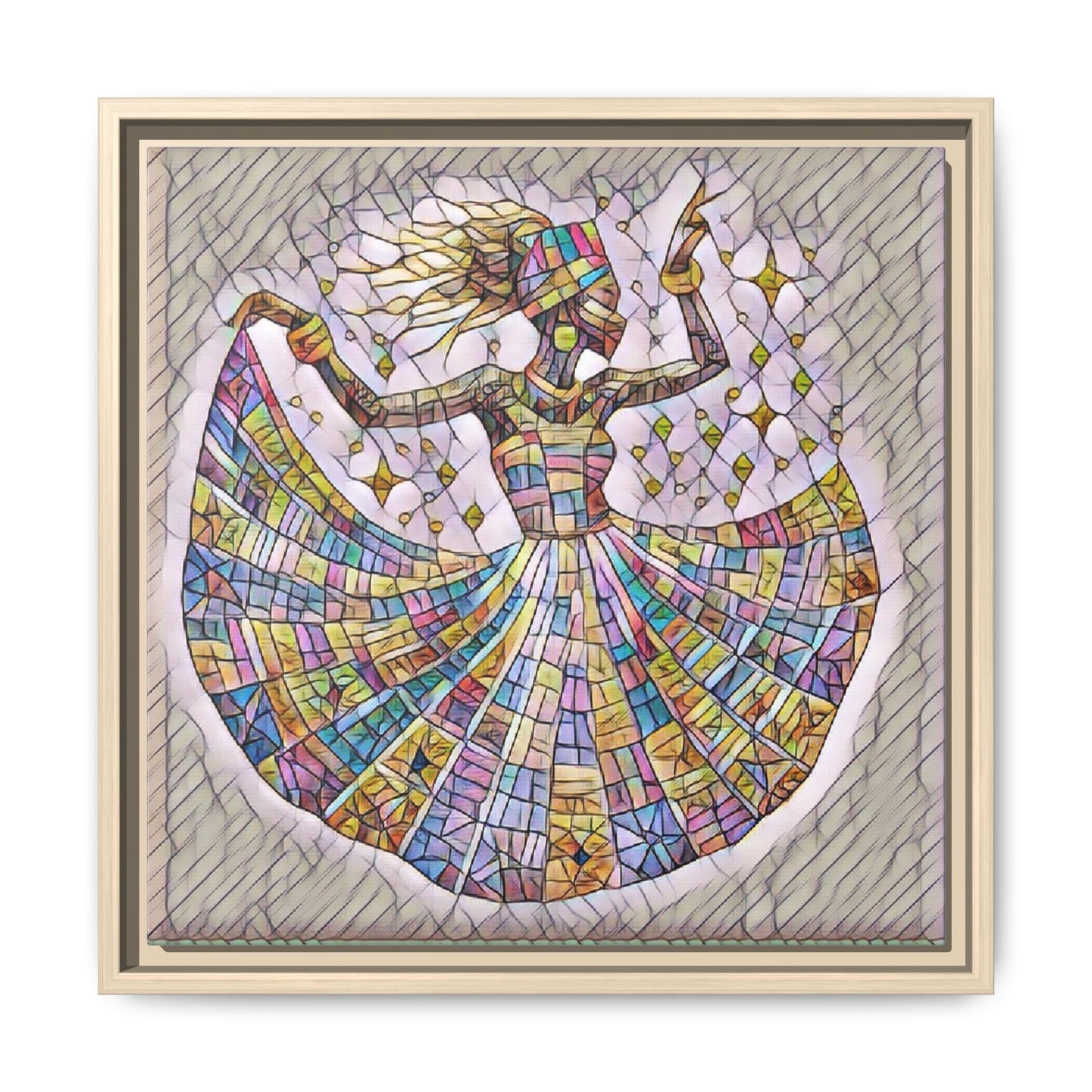 Colorful Mosaic Dance Framed Canvas Art