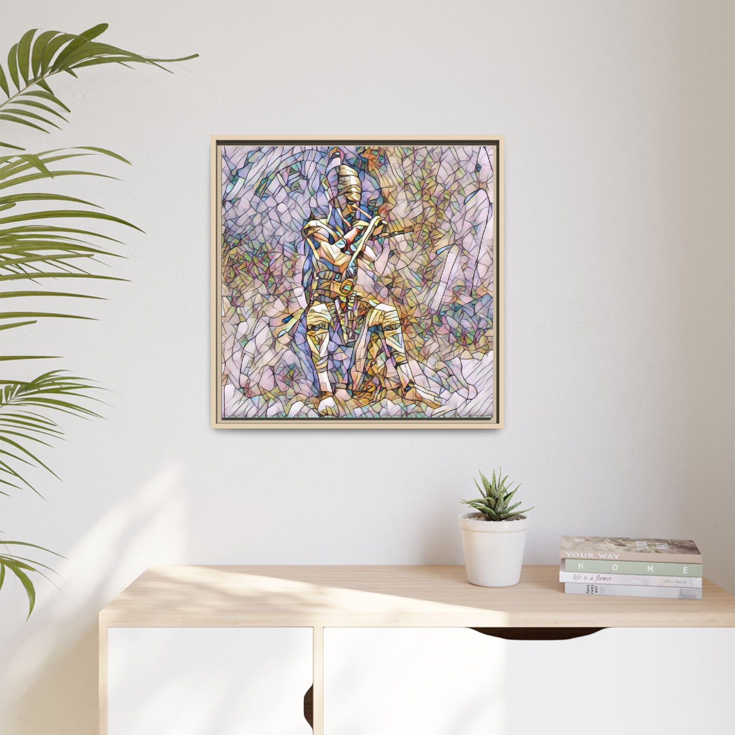Framed Matte Canvas - Stained Glass Knight Artwork