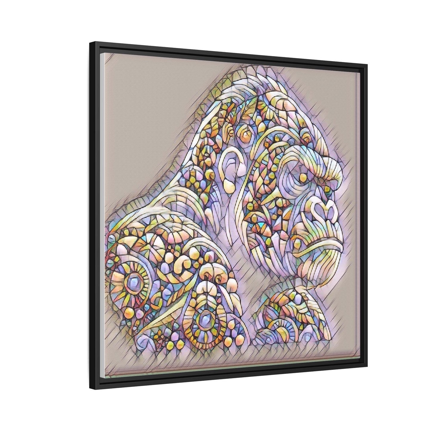 Colorful Ornate Gorilla Matte Canvas Framed Wall Art