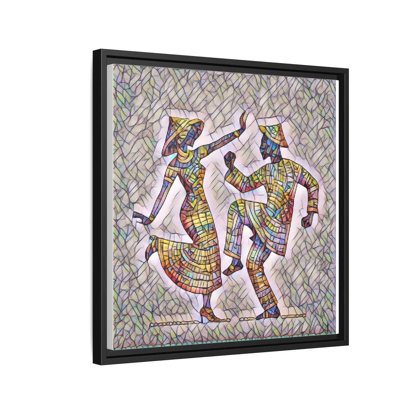 Colorful Folk Dance Matte Canvas Print (Framed)