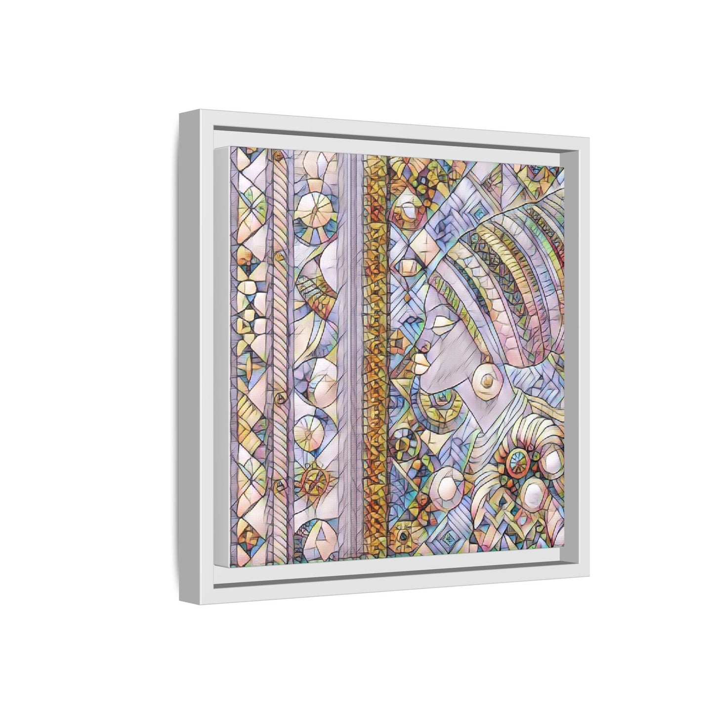 Afrocentric Stained-Glass Portrait Matte Framed Canvas
