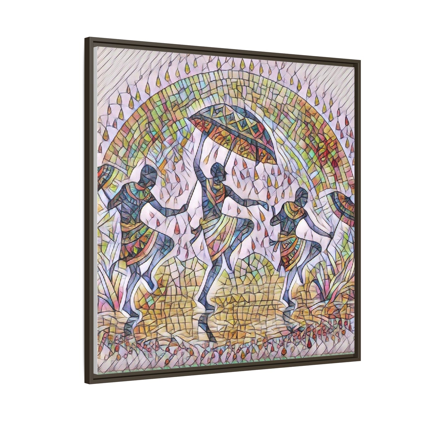 Framed Canvas Art — Colorful African Dance Mosaic