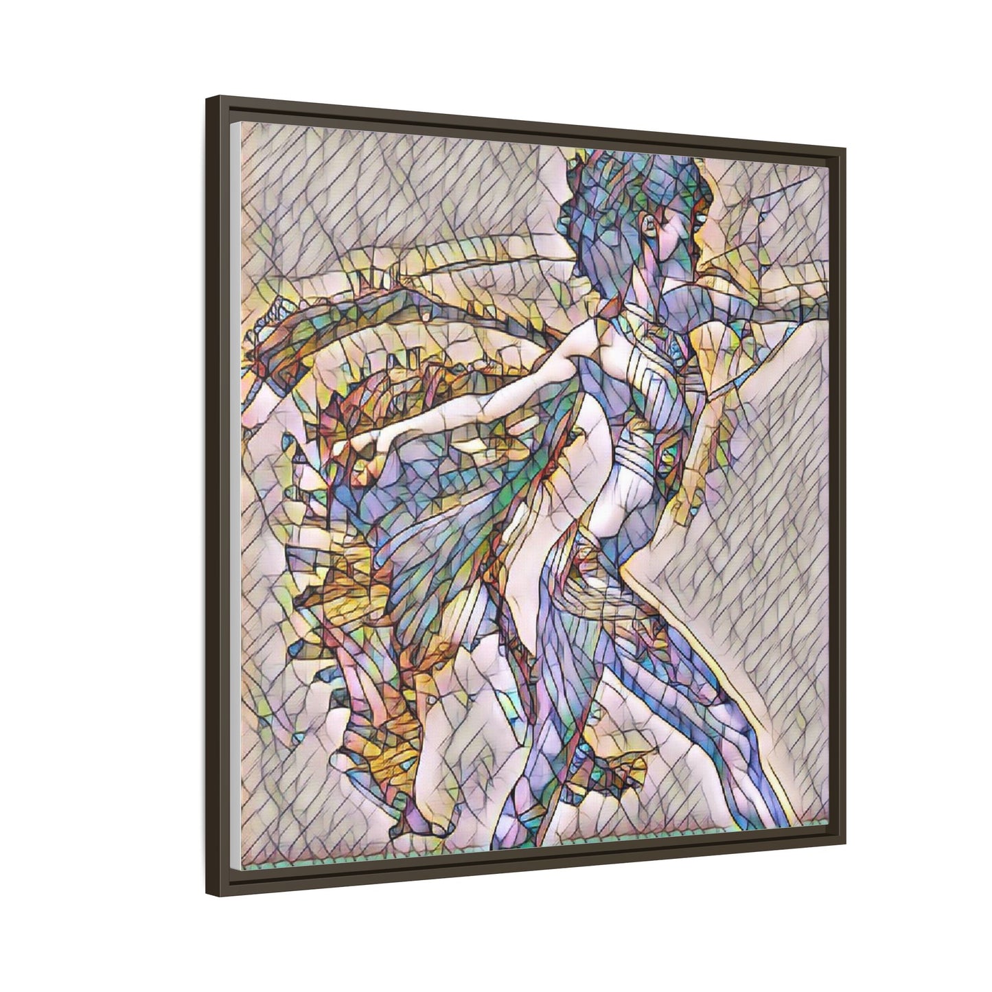 Abstract Stained-Glass Dancer Framed Canvas Art