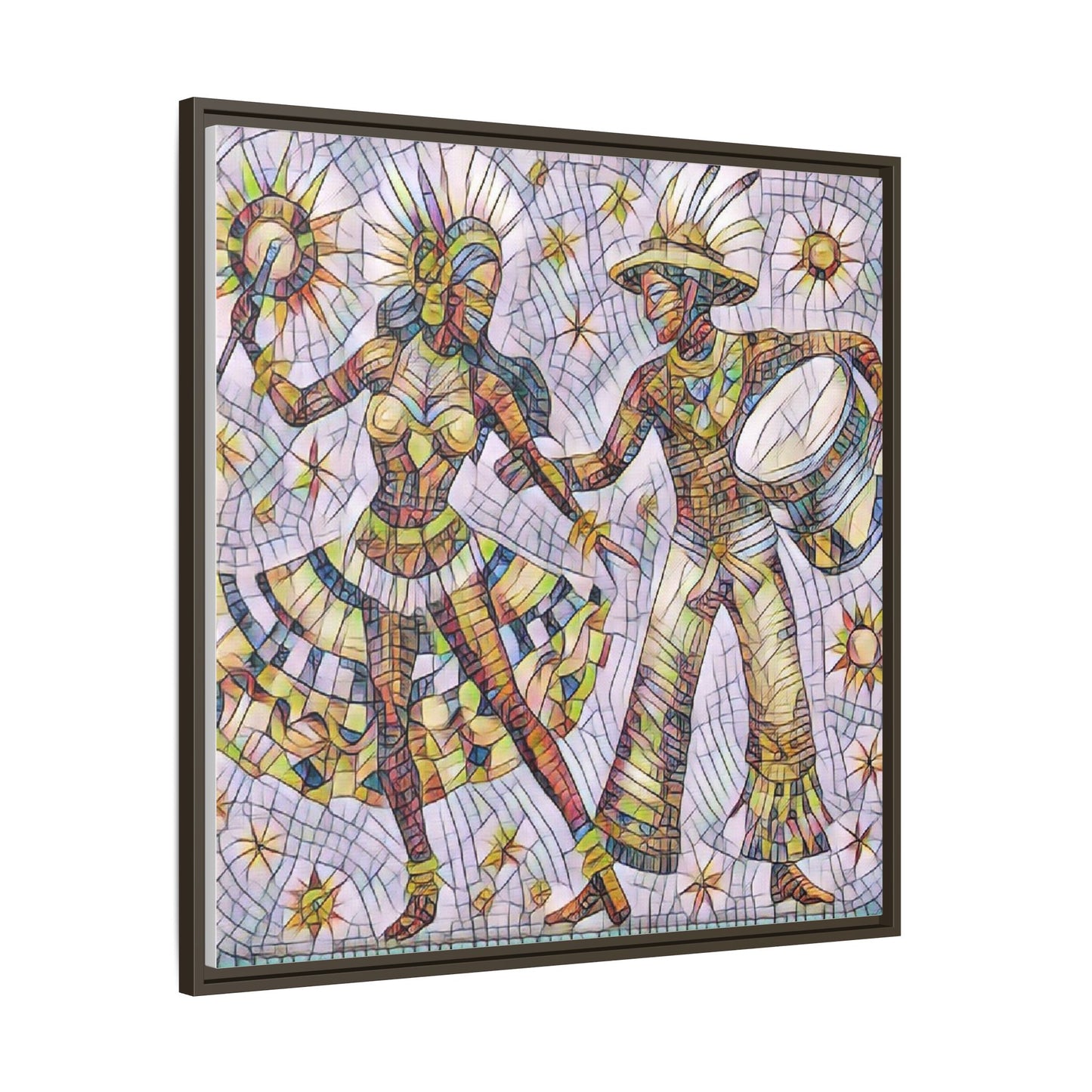 Carnival Dancers Framed Canvas Art – Colorful Samba Couple Print