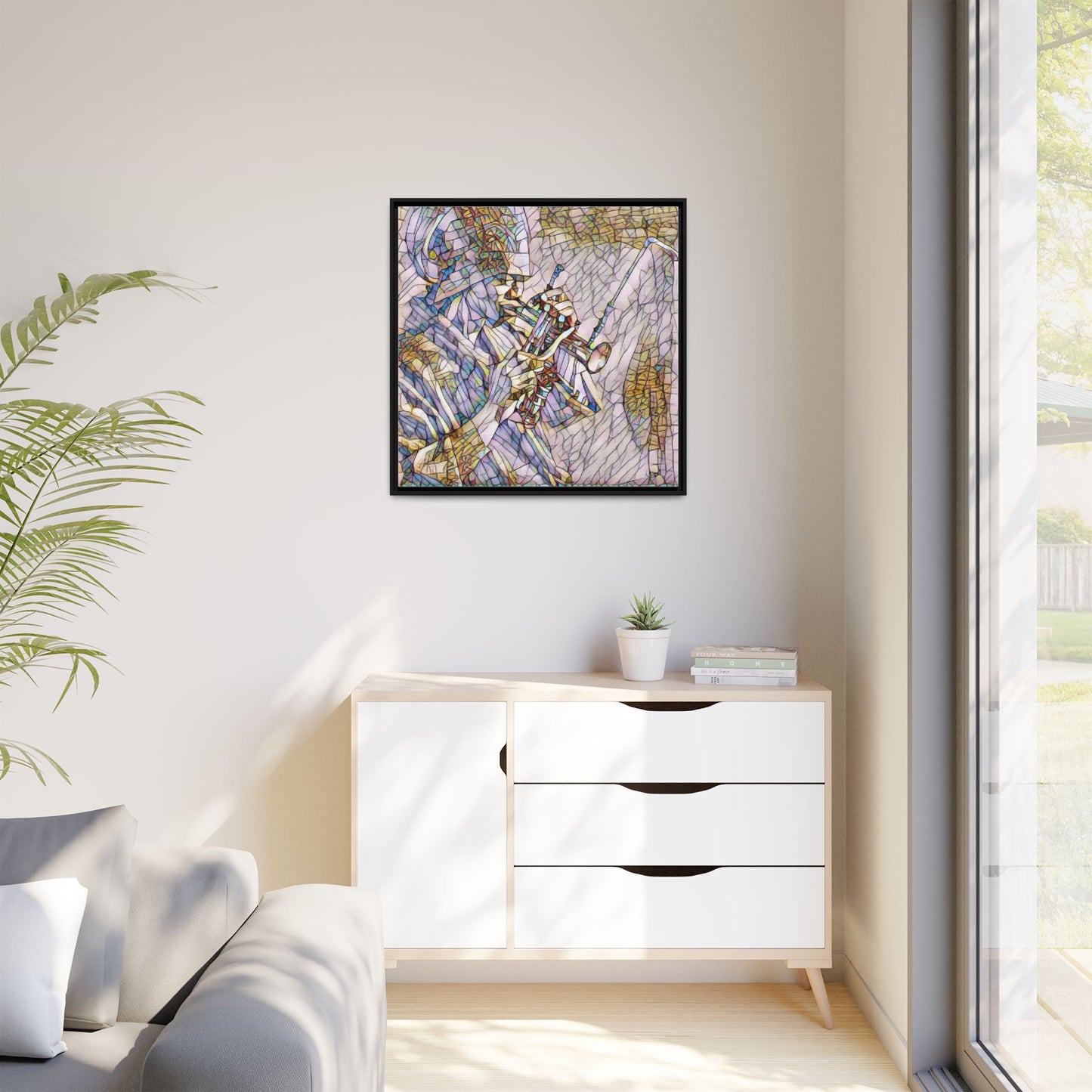 Framed Abstract Trumpet Player Matte Canvas Art