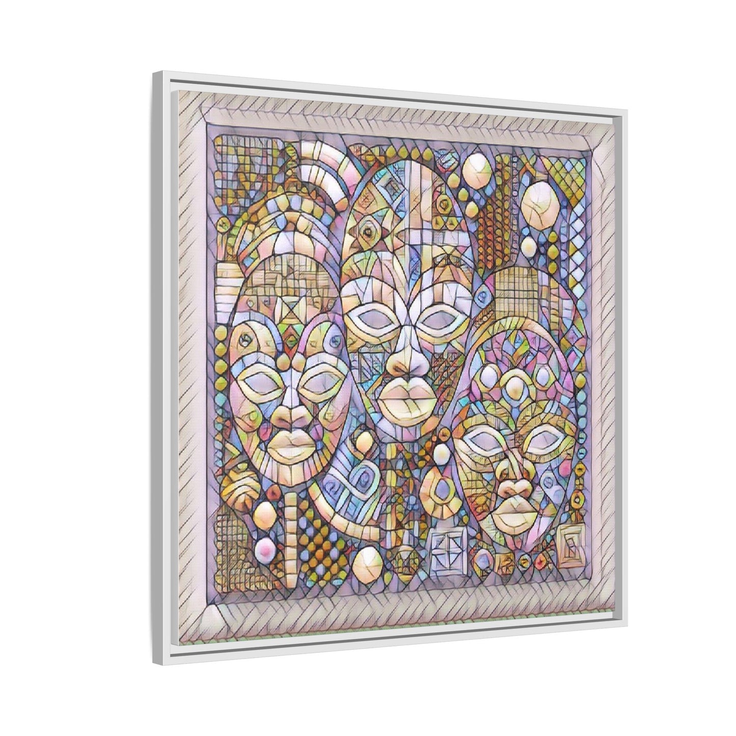 Abstract African Mask Art — Framed Matte Canvas Wall Art