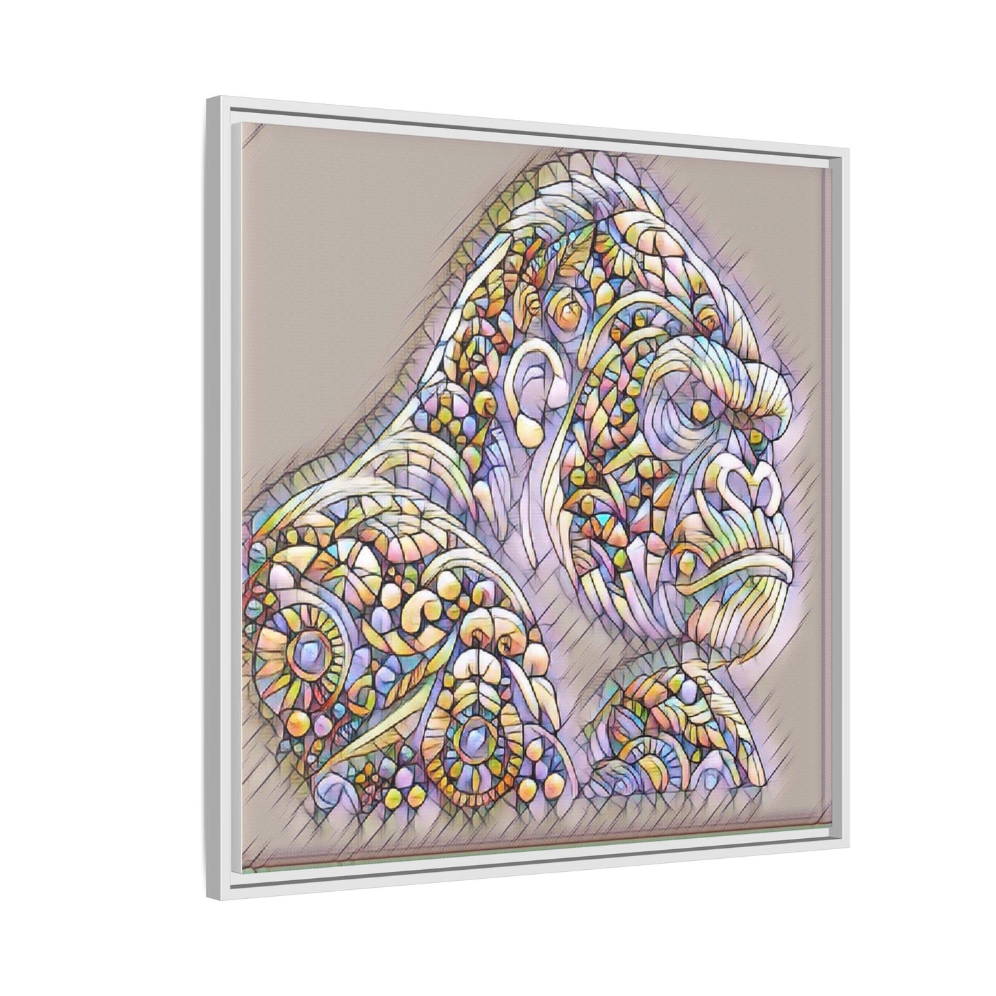 Colorful Ornate Gorilla Matte Canvas Framed Wall Art