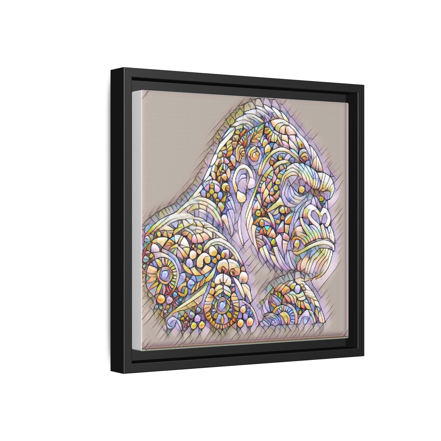 Colorful Ornate Gorilla Matte Canvas Framed Wall Art
