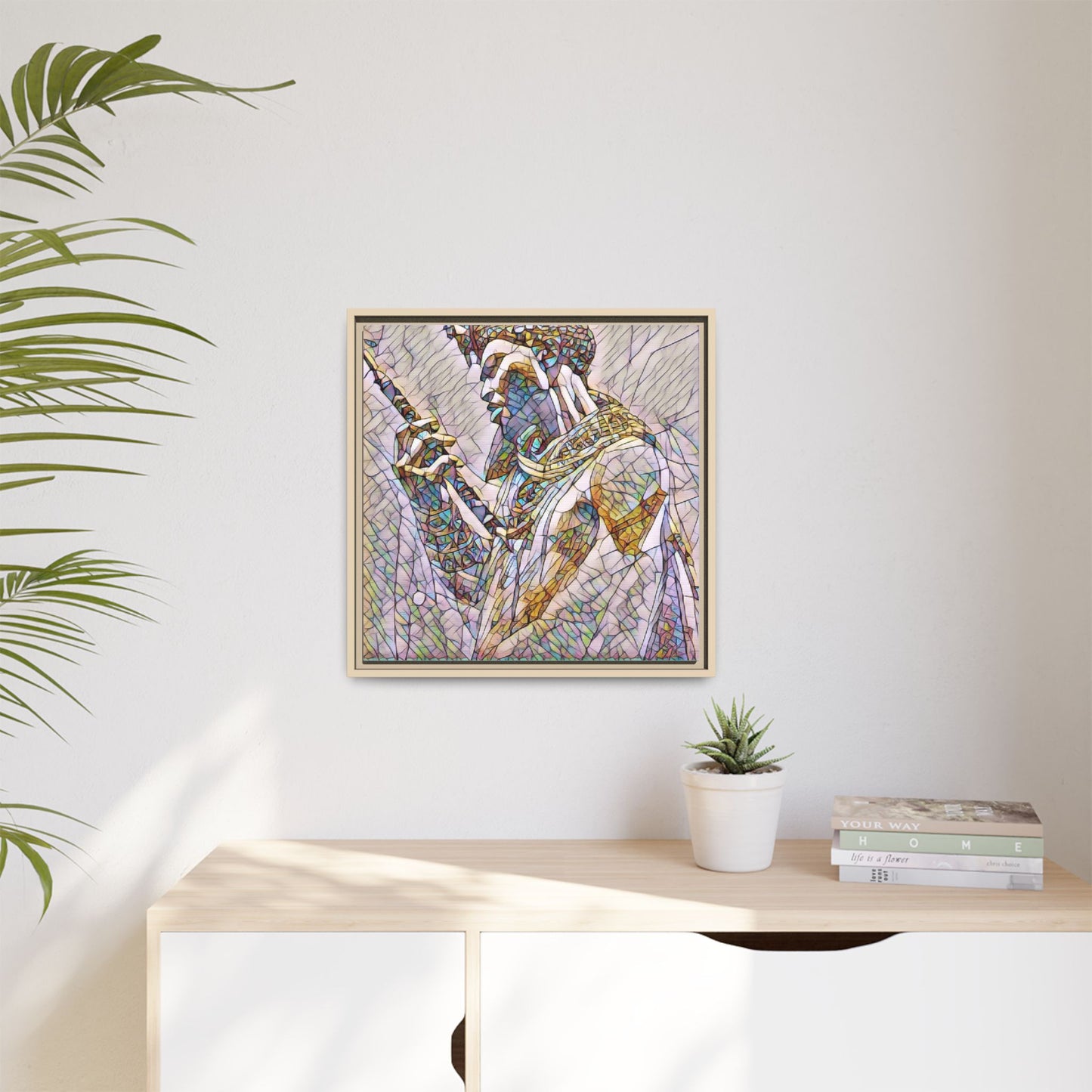 Egyptian Pharaoh Stained Glass Art — Framed Matte Canvas
