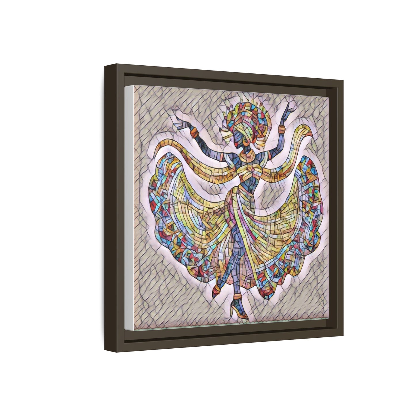 Colorful Mosaic Dancer Framed Canvas Art