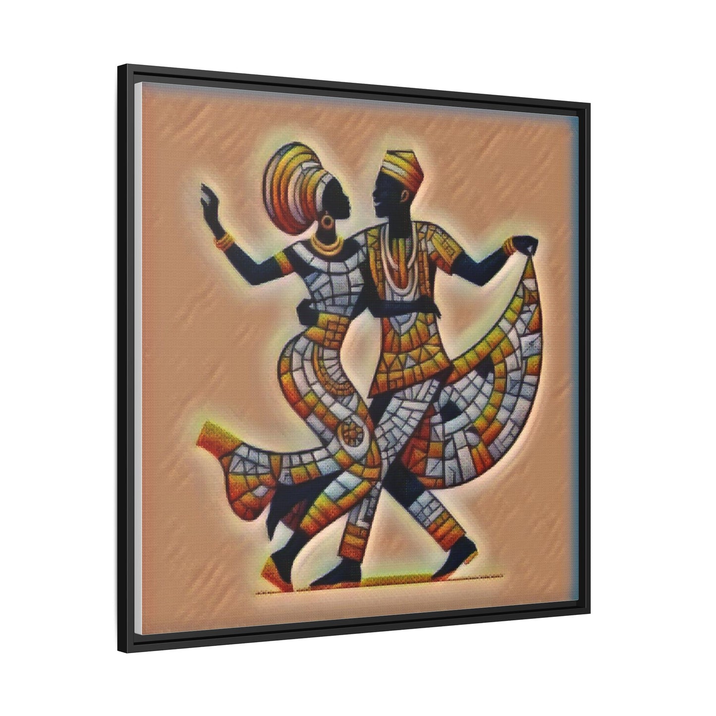 Framed African Dance Mosaic Art Print — Matte Canvas Wall Decor