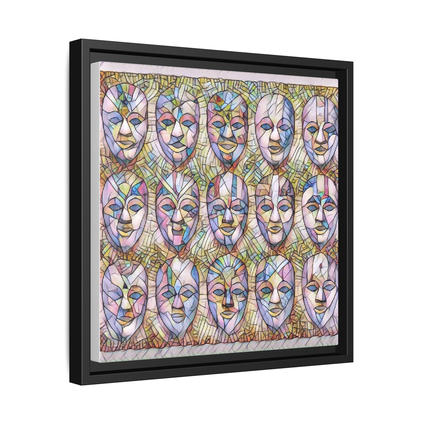 Abstract Mask Art Matte Canvas Print — Framed Multicolor Wall Art