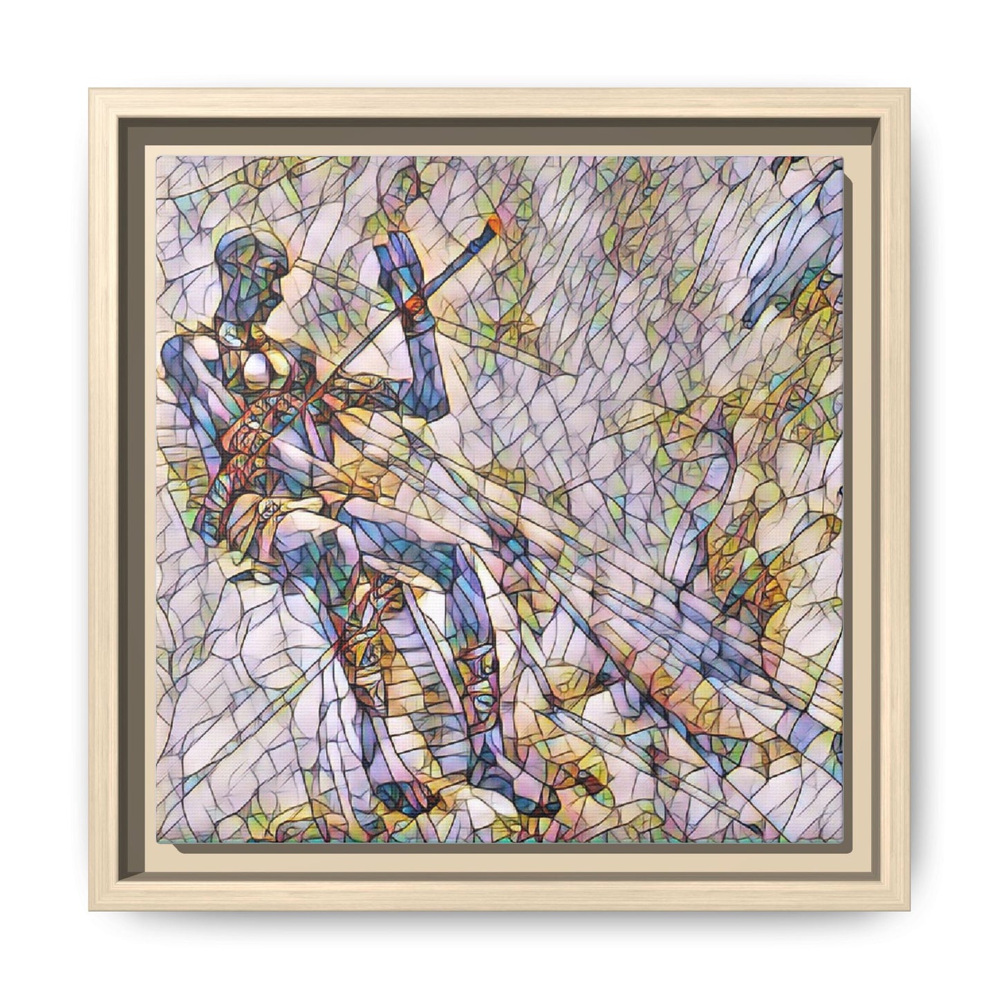 Abstract Stained-Glass Warrior Framed Canvas