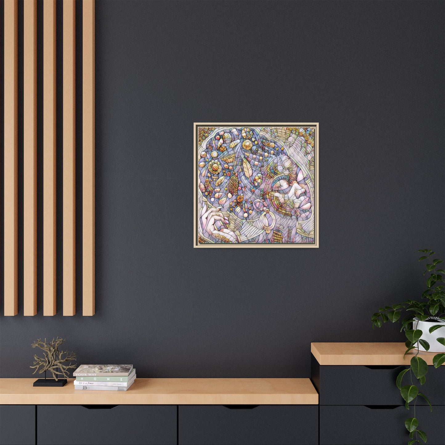 Bohemian Mosaic Woman Matte Canvas Framed Wall Art