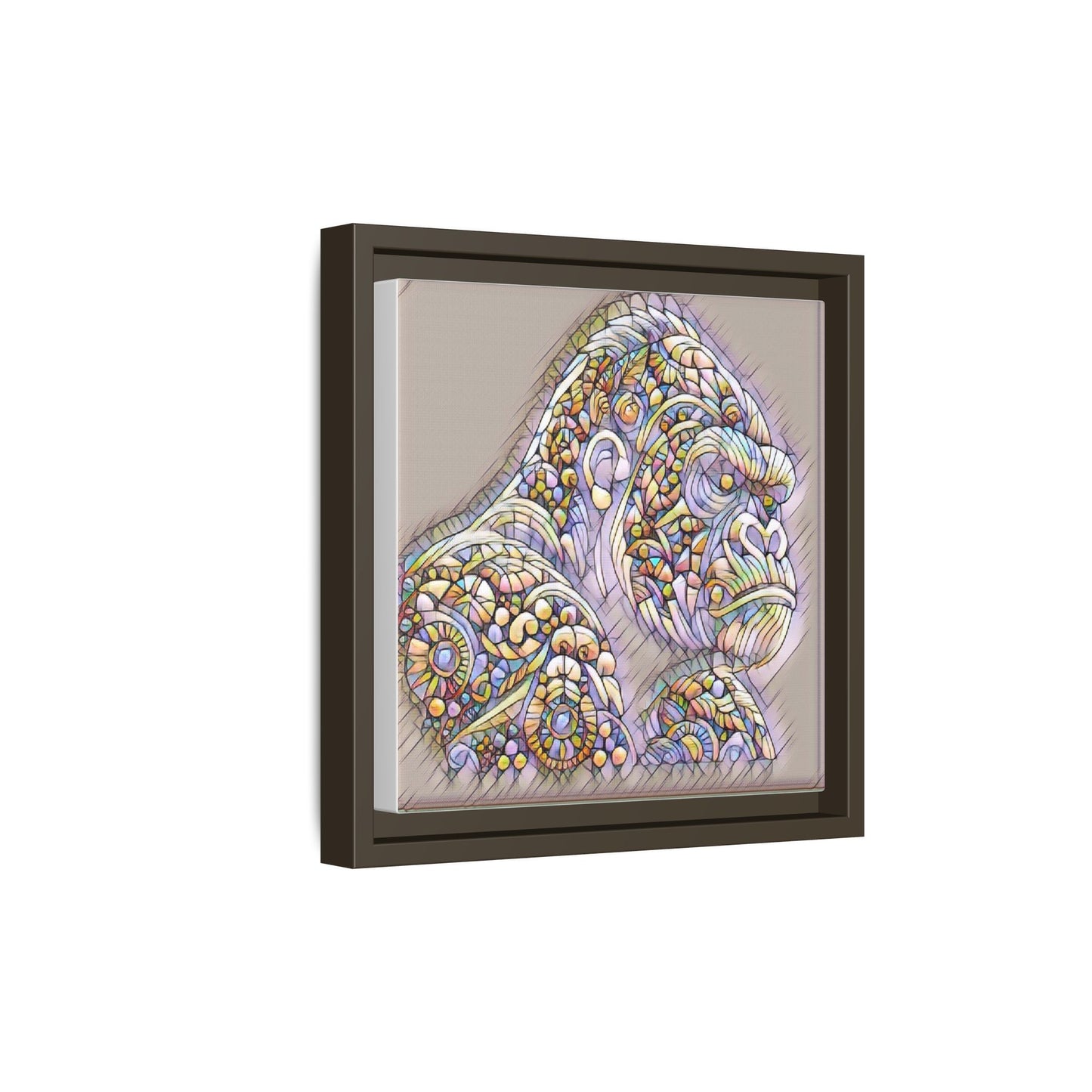 Colorful Ornate Gorilla Matte Canvas Framed Wall Art