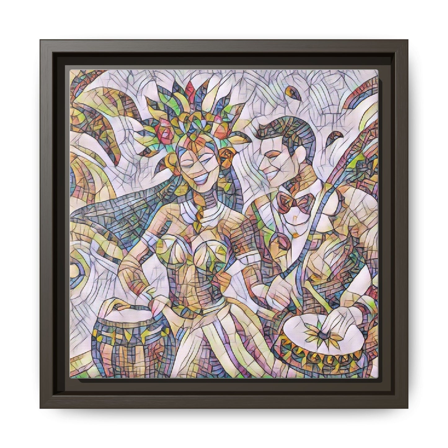 Carnival Samba Dancers Framed Canvas Art — Colorful Brazilian Festival Wall Decor