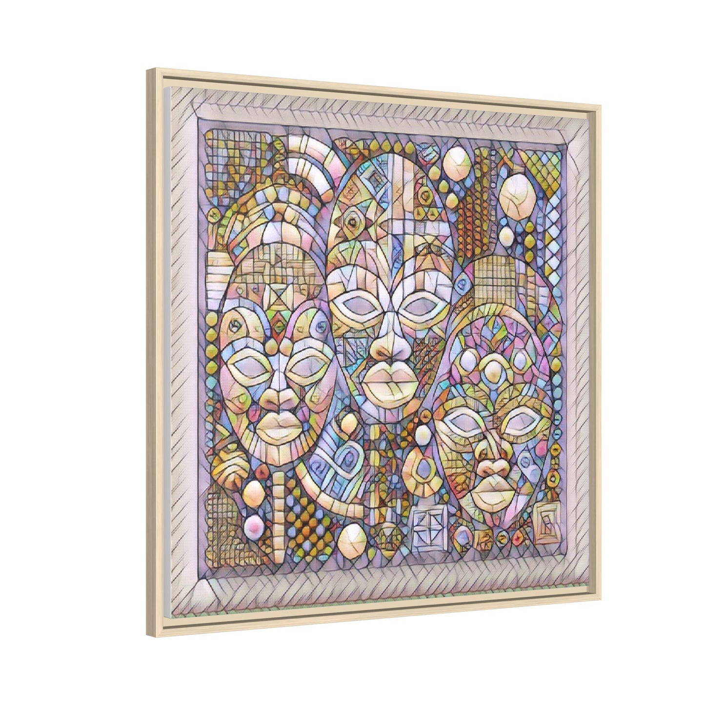 Abstract African Mask Art — Framed Matte Canvas Wall Art