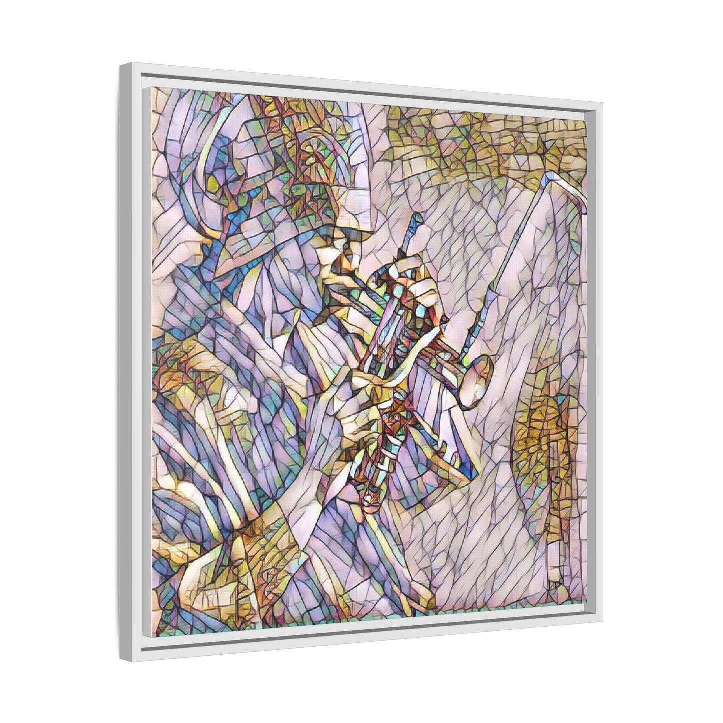 Framed Abstract Trumpet Player Matte Canvas Art