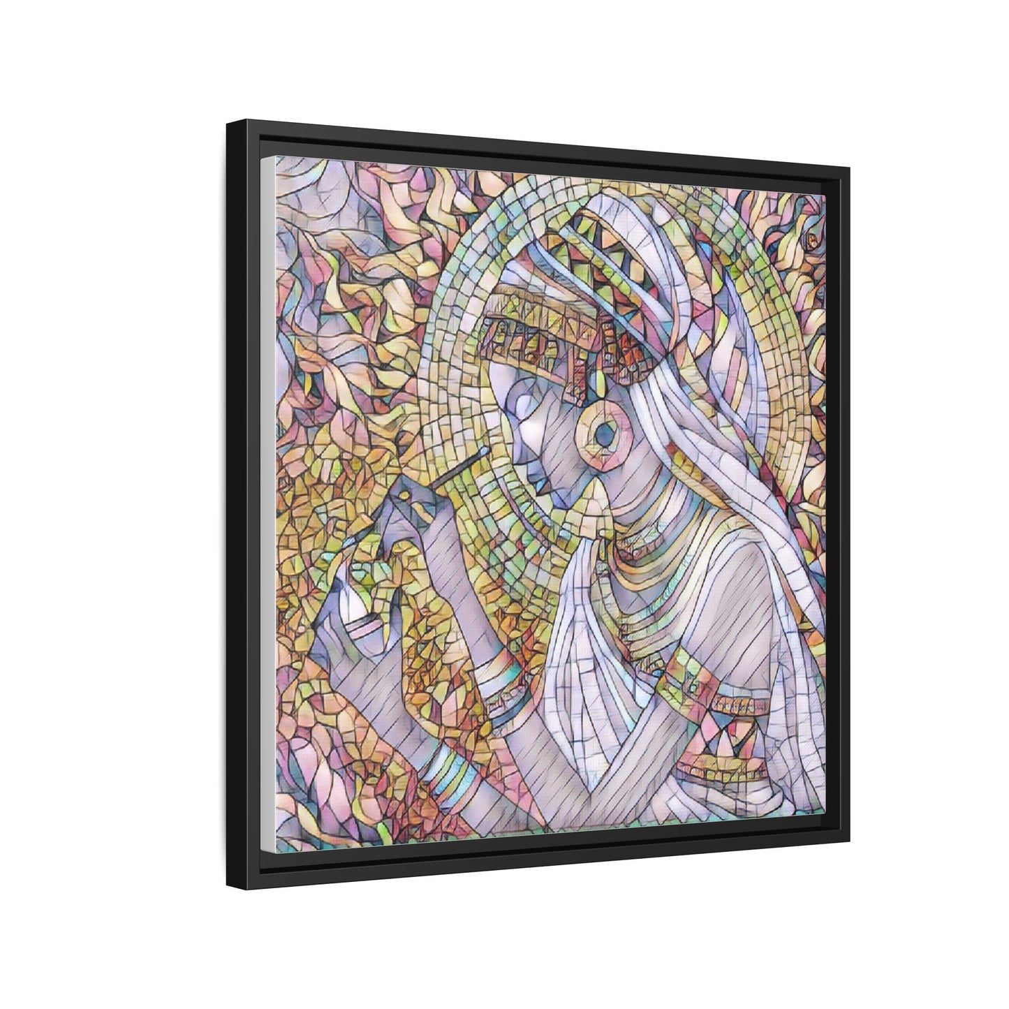 Egyptian Goddess Stained-Glass Matte Canvas (Framed)