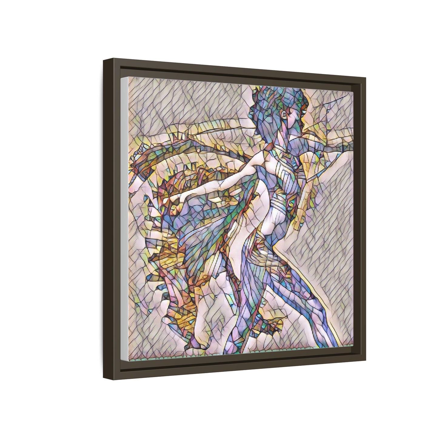 Abstract Stained-Glass Dancer Framed Canvas Art