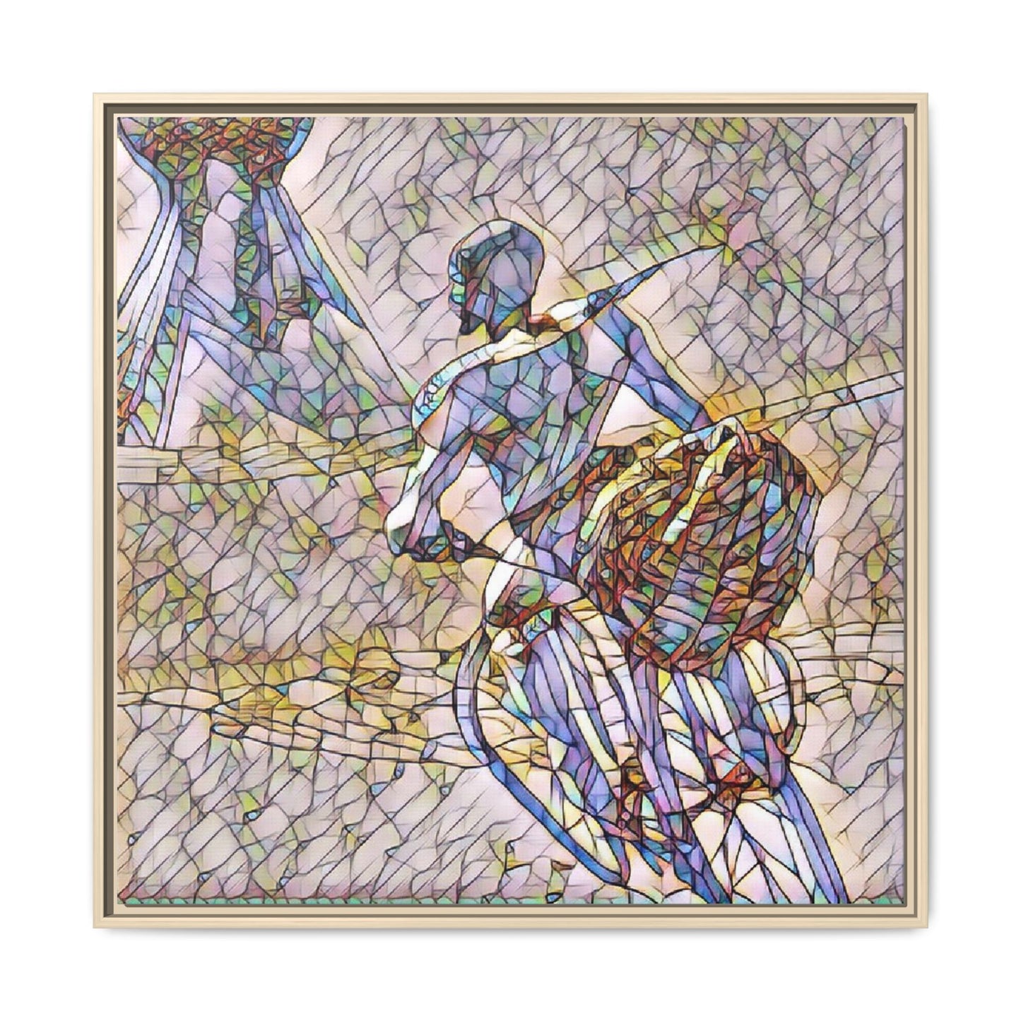 Abstract Stained-Glass Warrior Matte Framed Canvas