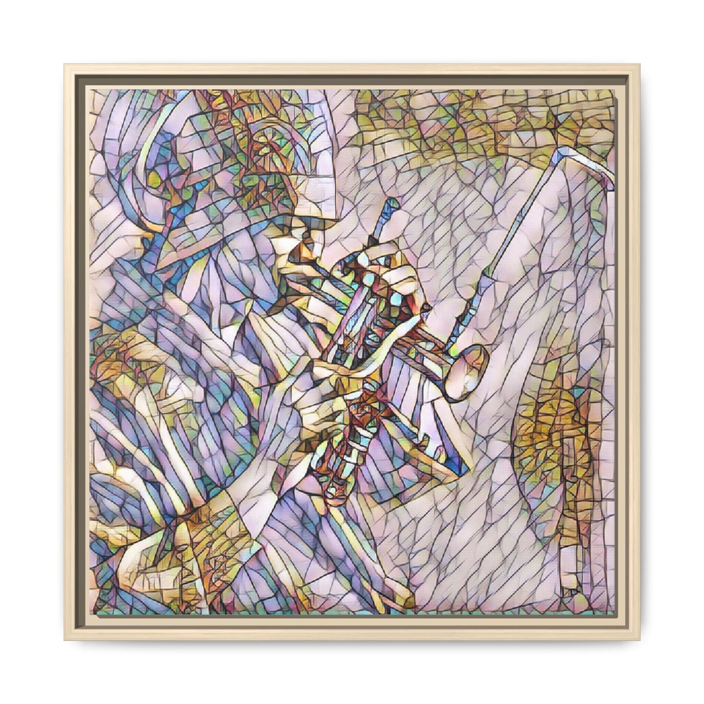Framed Abstract Trumpet Player Matte Canvas Art