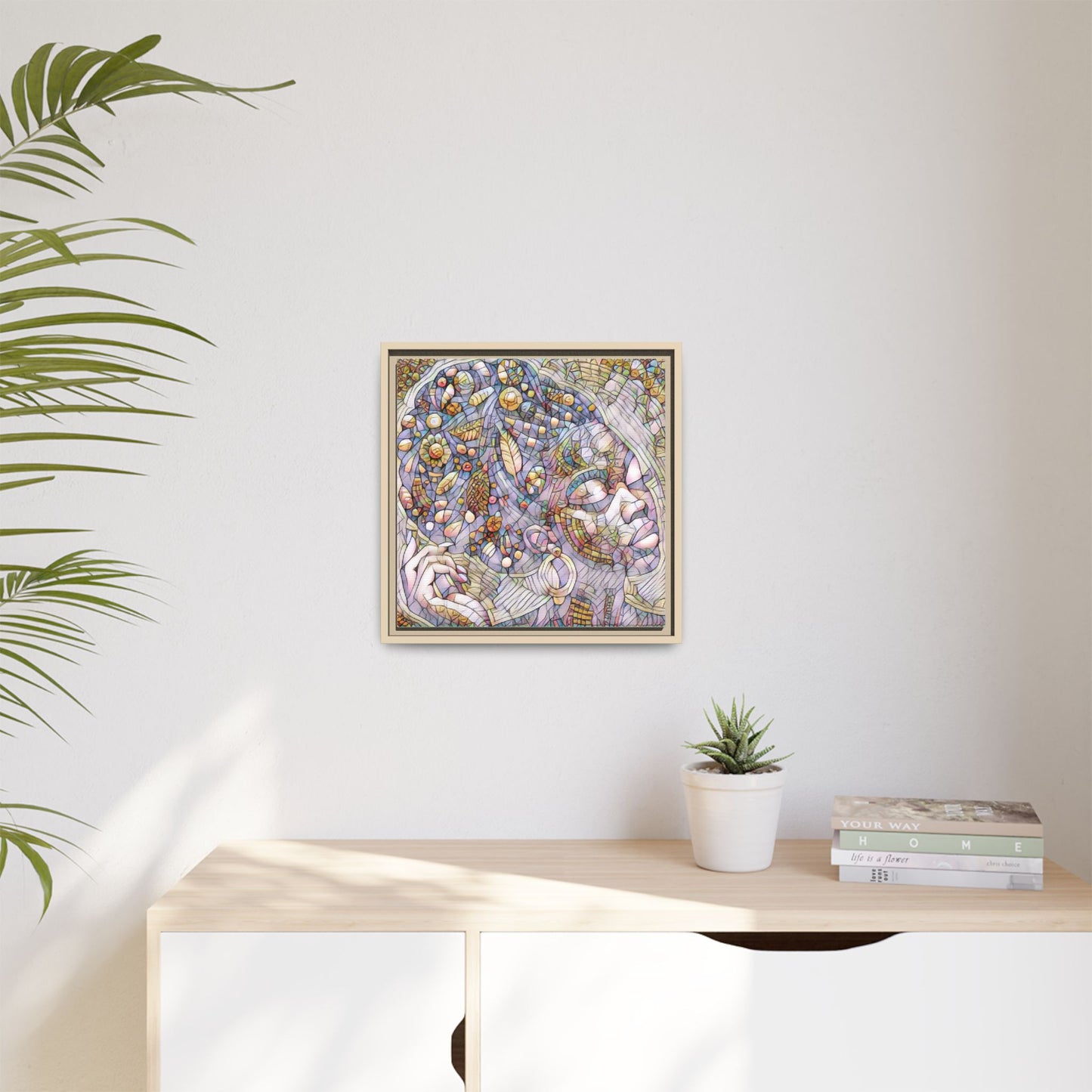 Bohemian Mosaic Woman Matte Canvas Framed Wall Art