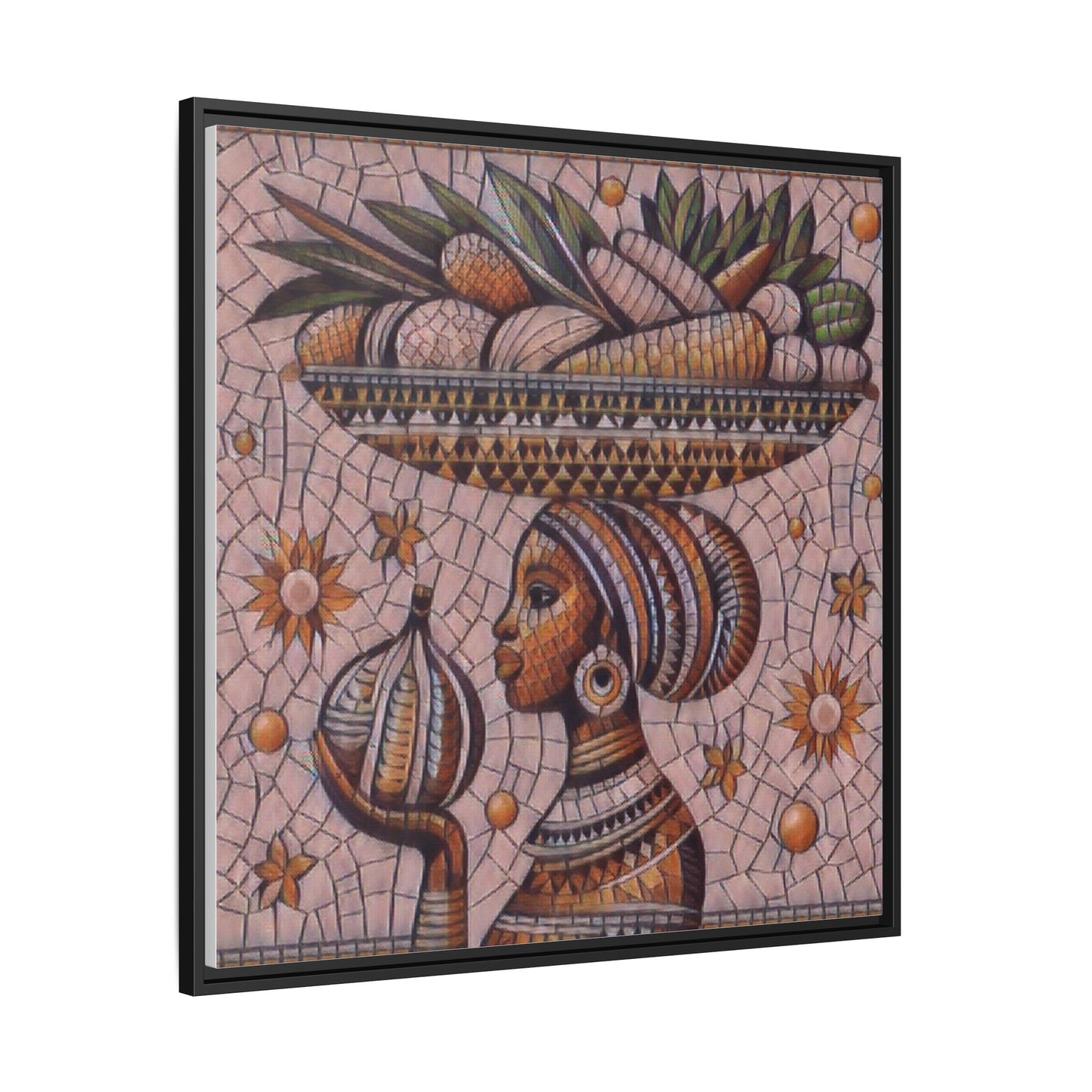Egyptian Mosaic Goddess Matte Framed Canvas Wall Art