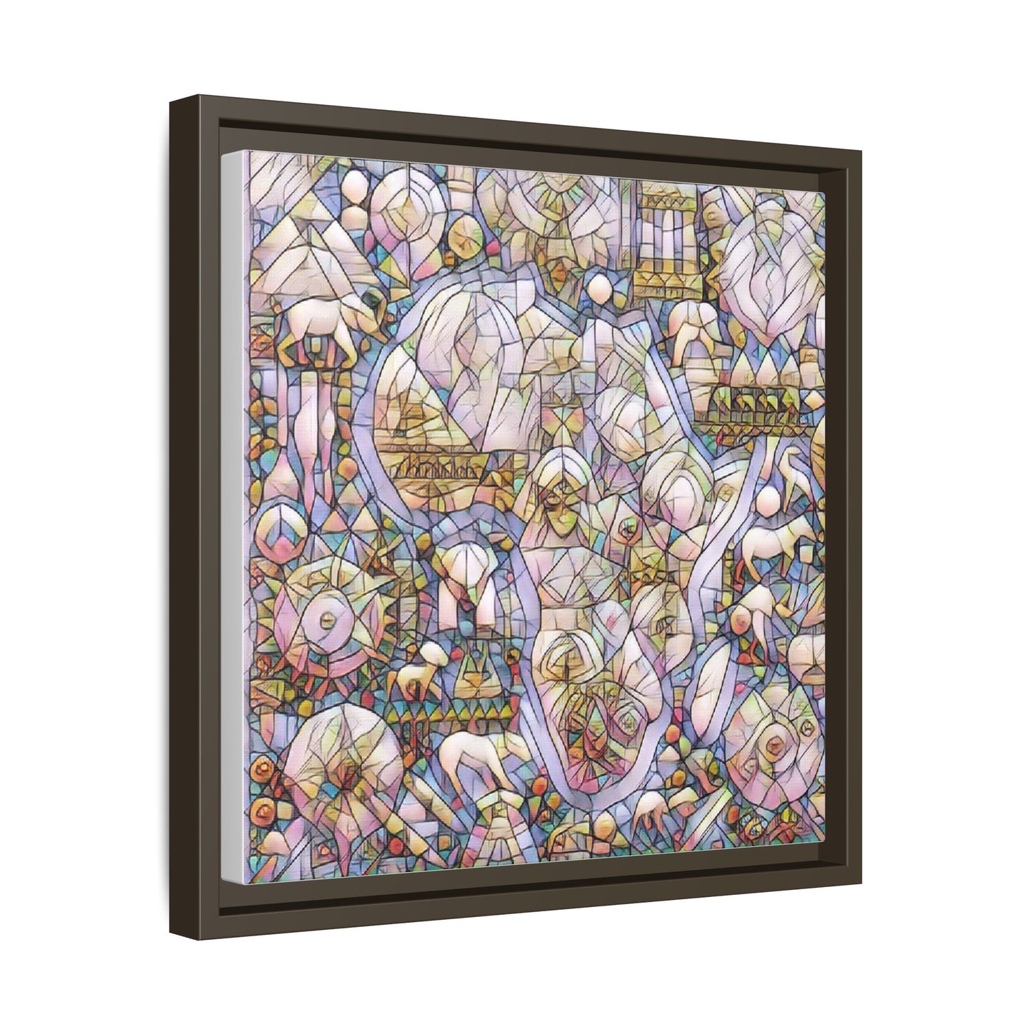 Abstract Stained-Glass Style Framed Canvas Print