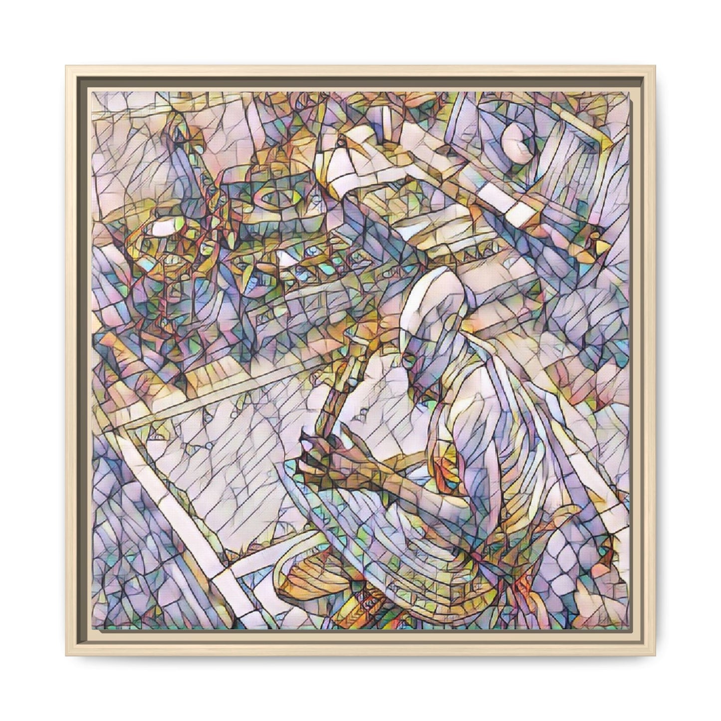 Stained-Glass DJ Matte Canvas Print (Framed) — Colorful Music Room Wall Art