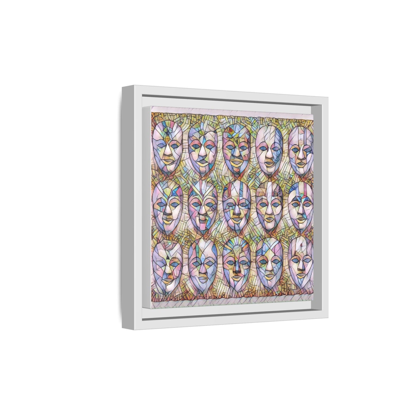 Abstract Mask Art Matte Canvas Print — Framed Multicolor Wall Art
