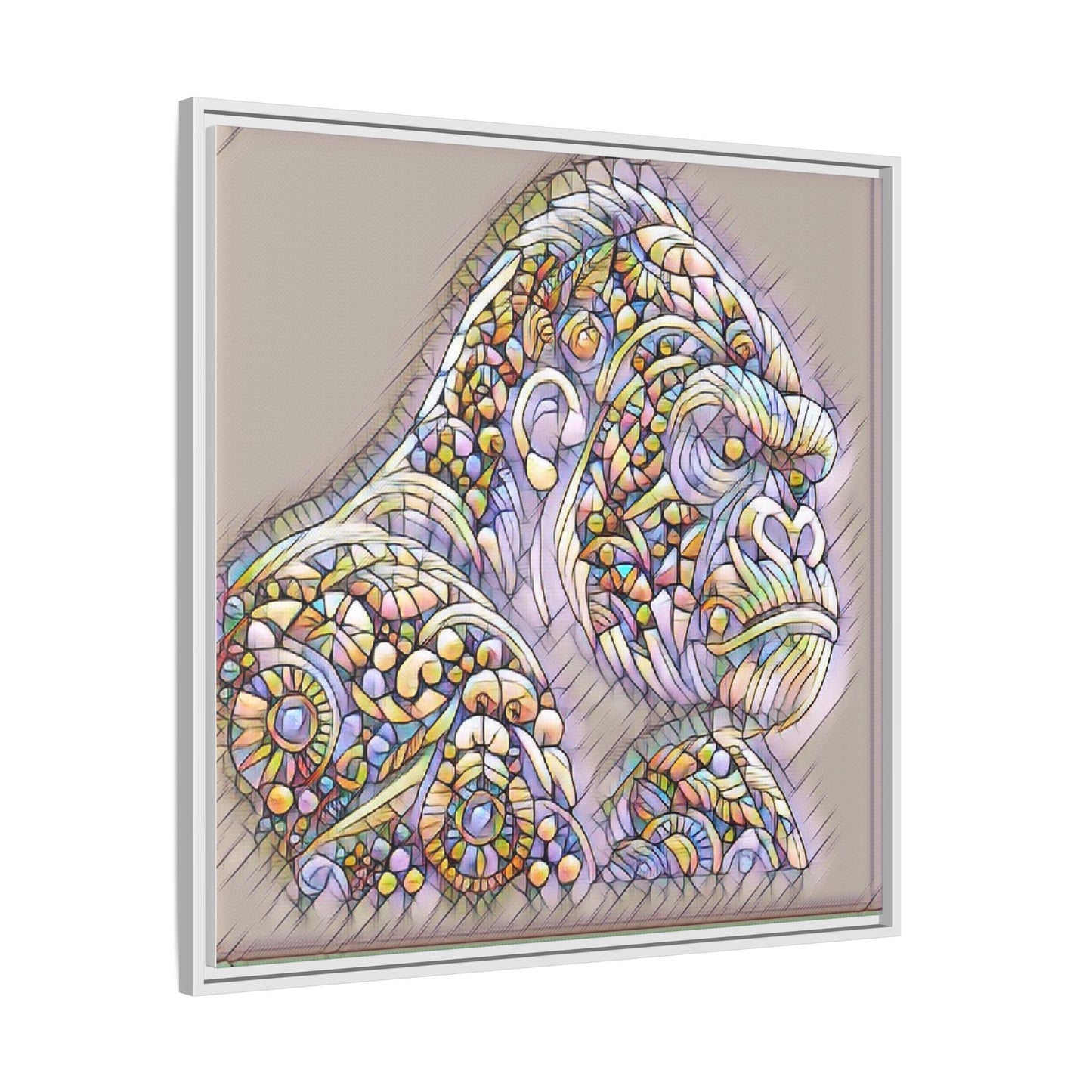 Colorful Ornate Gorilla Matte Canvas Framed Wall Art