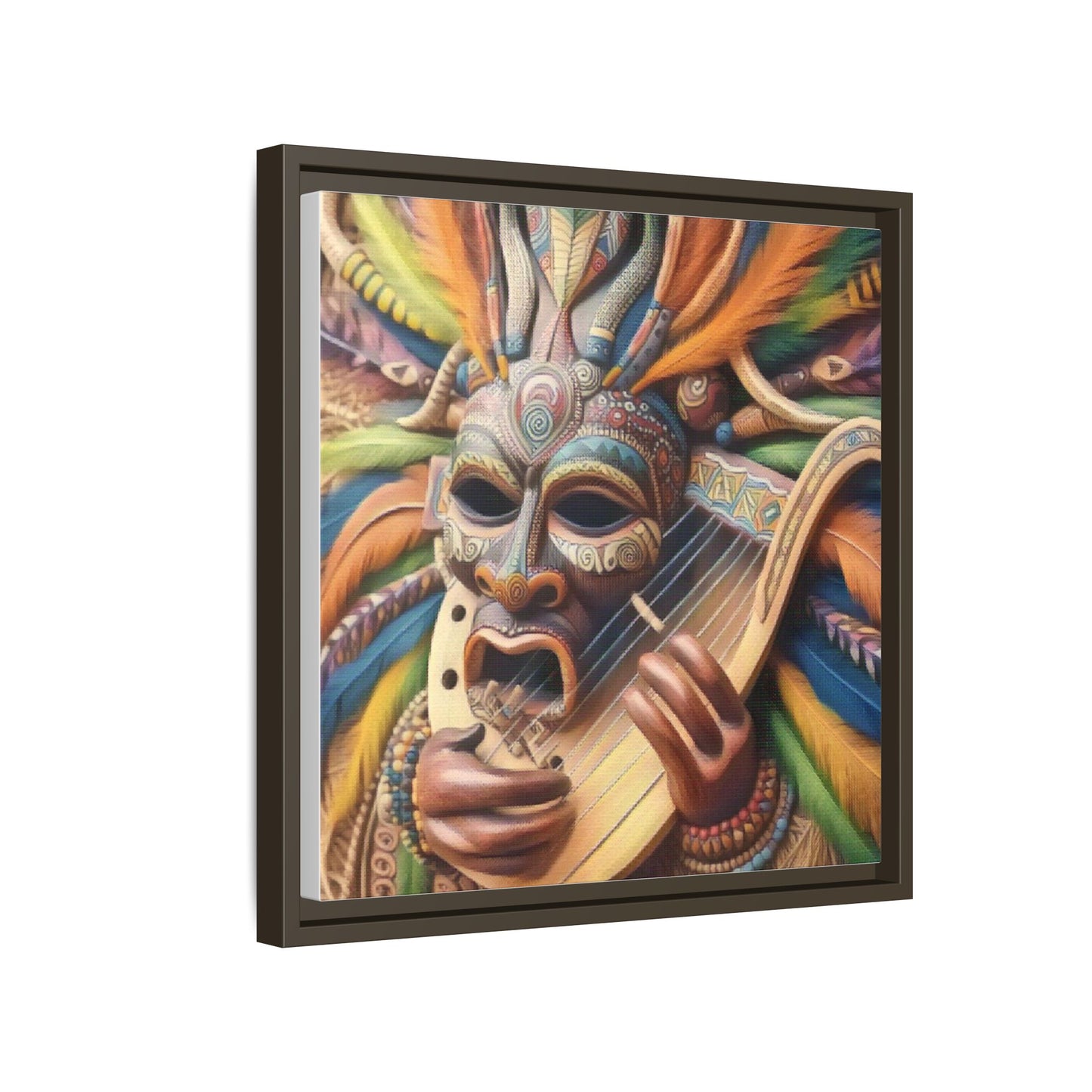 Colorful Tribal Mask Canvas — Framed Matte Wall Art