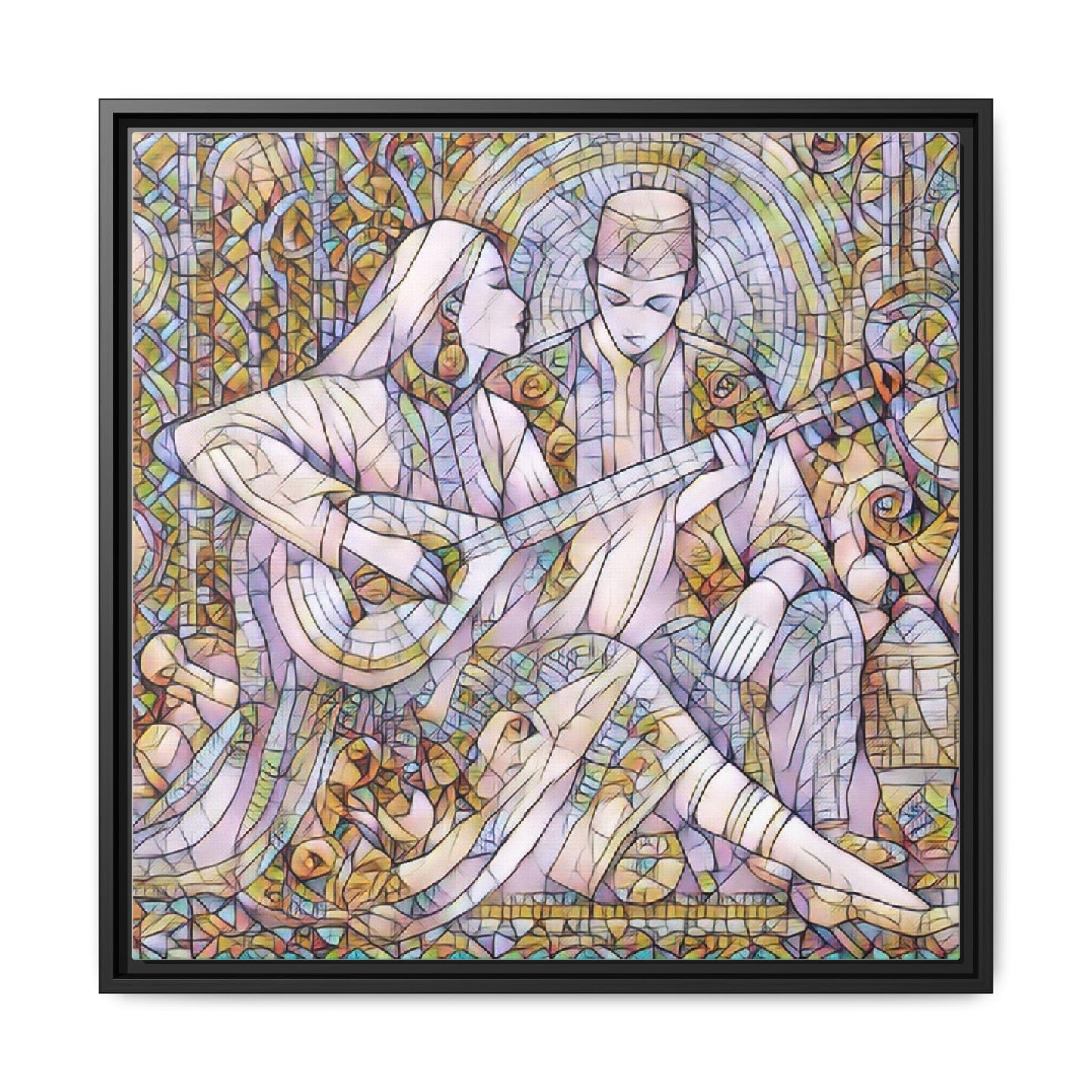 Love Song Serenade - Framed Canvas Wall Art | Guitar Player Romantic Print