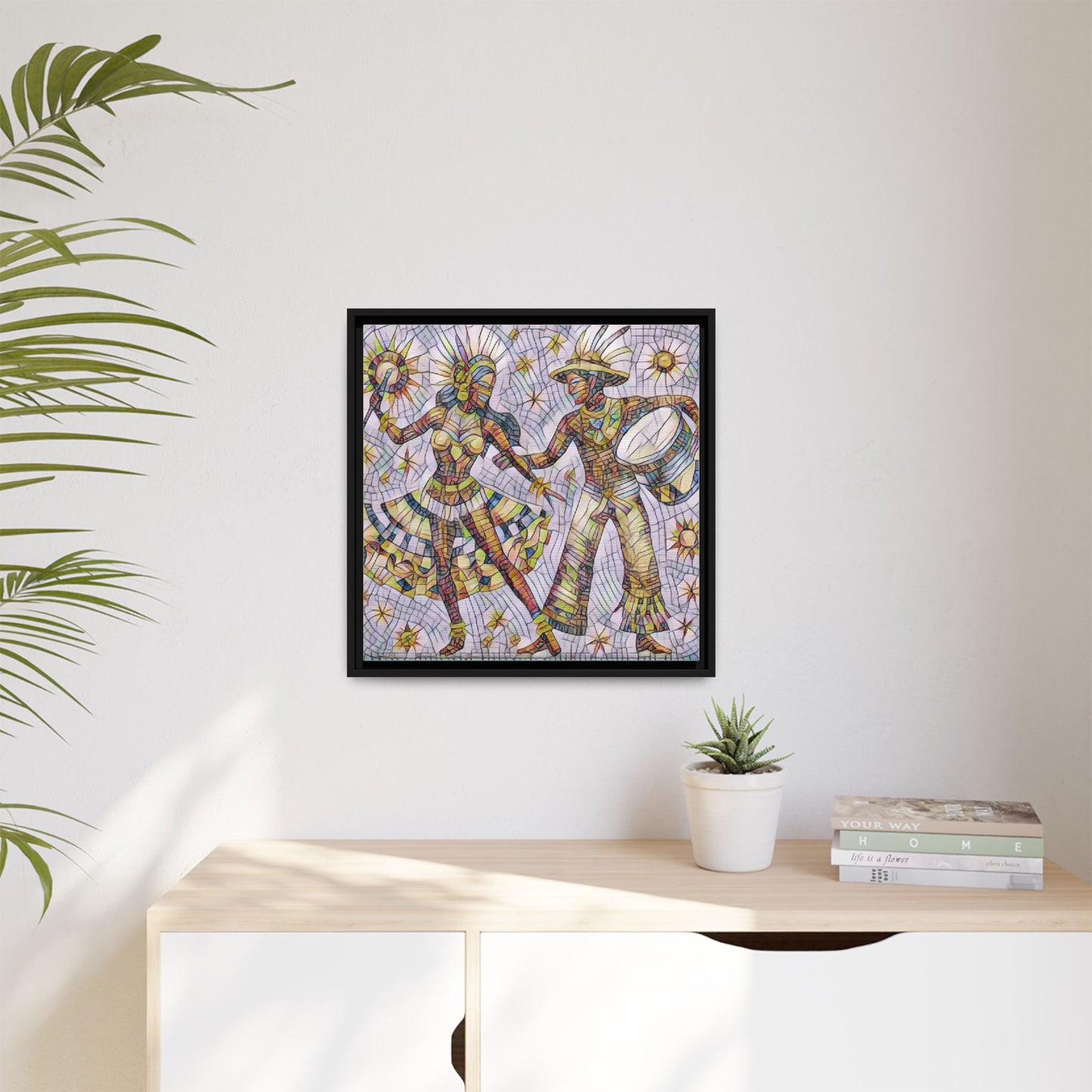 Carnival Dancers Framed Canvas Art — Colorful Samba Rhythm Wall Decor