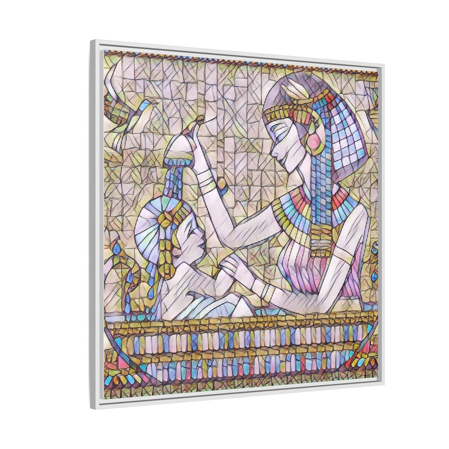 Egyptian Mosaic Mother & Child Framed Matte Canvas