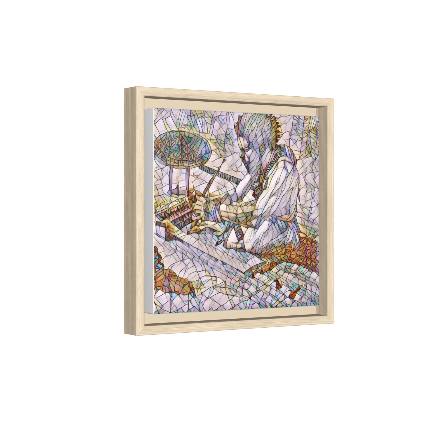 Framed Matte Canvas — Abstract Drummer Mosaic Wall Art