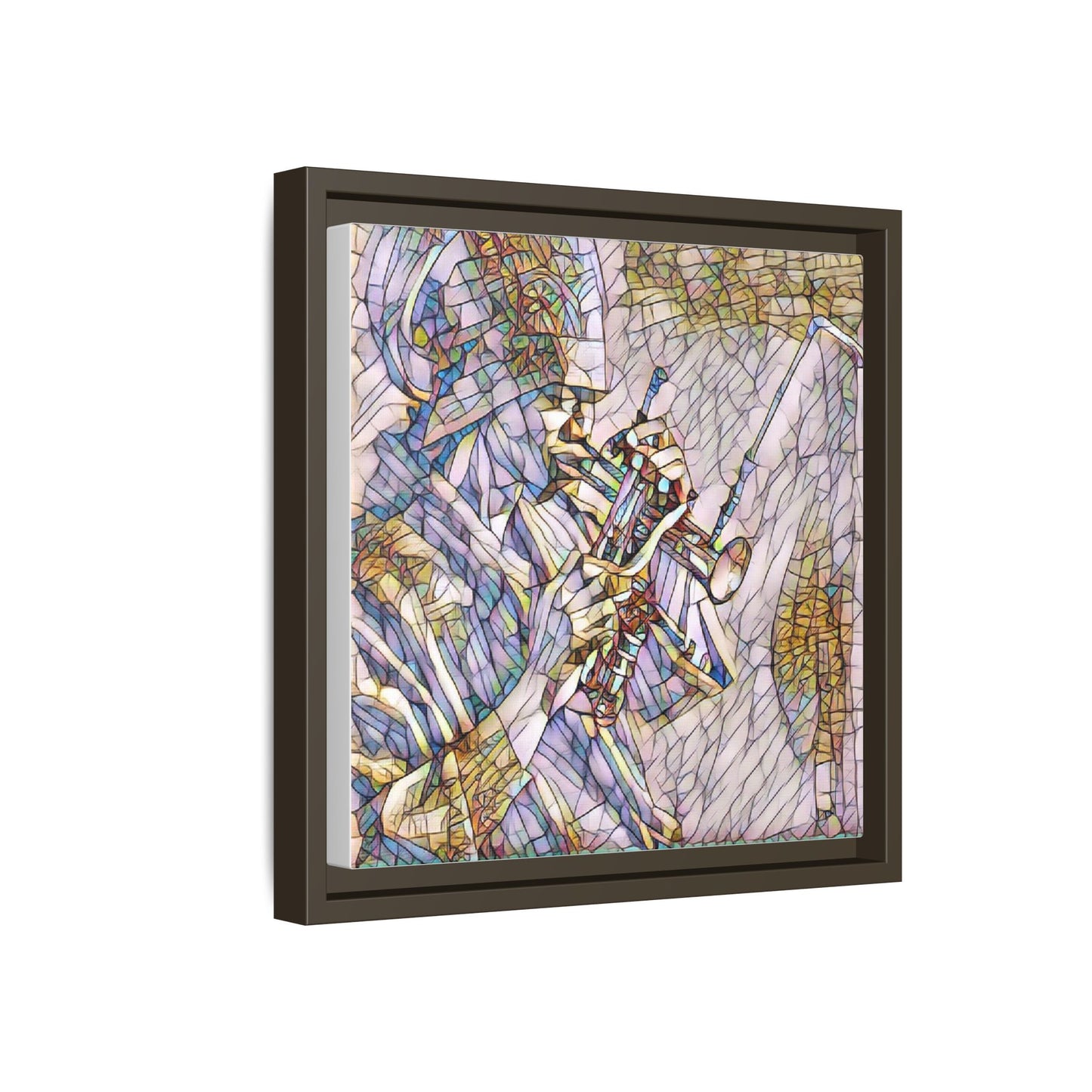 Framed Abstract Trumpet Player Matte Canvas Art